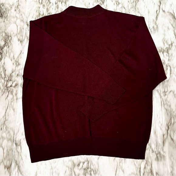 Retro 90’s Henri Valdise Burgundy Mock Neck Sweater Sz XL Soft Cozy Oversized - Picture 3 of 8